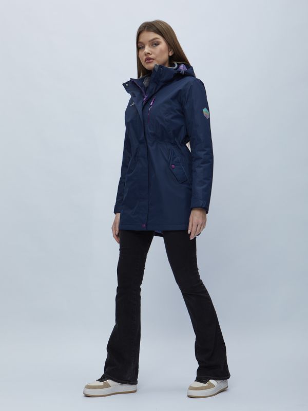 Navy blue hooded parka for women 551993TS